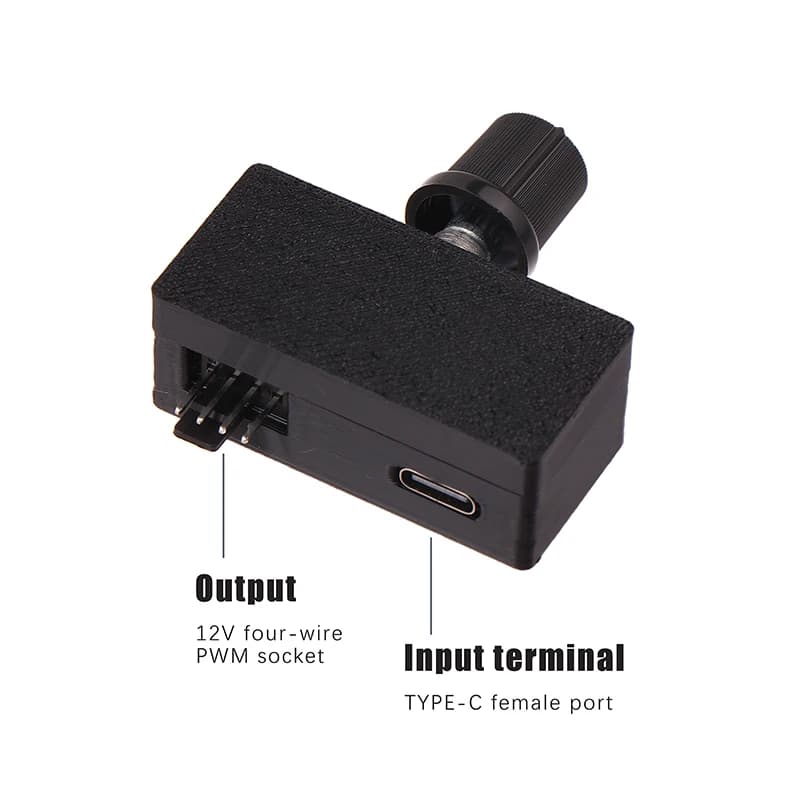 PWM 4 pin DC12V fan speed regulator with USB Type-C power for DIY water cooling - pulse width modulator (Hot Sale)