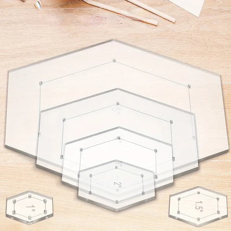 Set di 6 modelli esagonali per quilting, multiuso per cucito, quilting fai da te, strumento per artigianato di cucito per quilter professionisti e hobbisti
