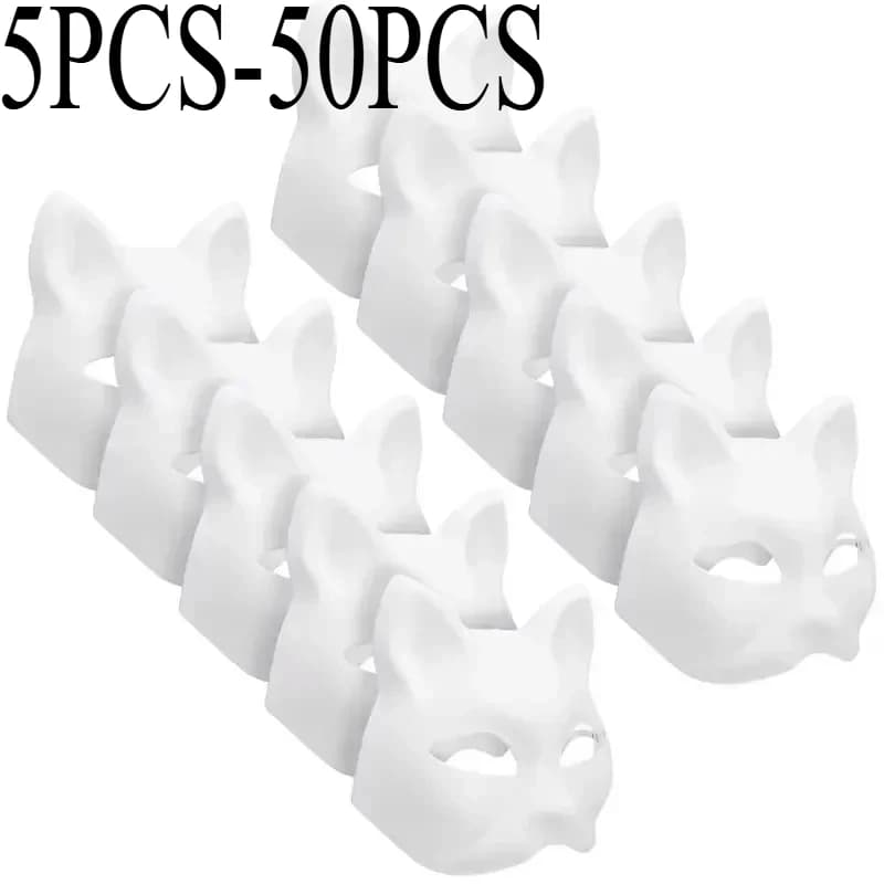 5-50 pezzi maschera di volpe gatto maschera vuota di Halloween costume per bambini adulti per accessori per giochi di ruolo per feste