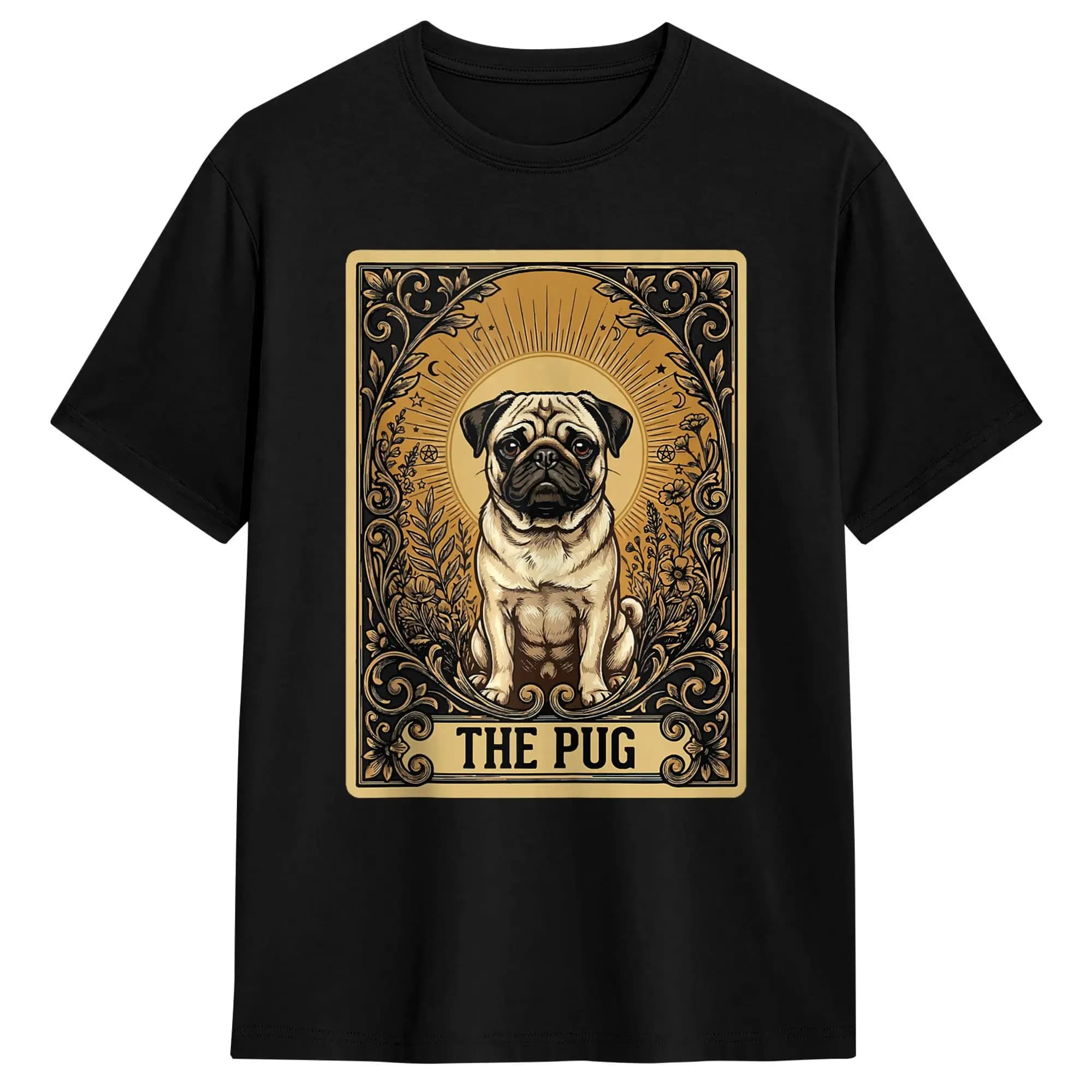 T-shirt con stampa The Pug Tarot Card, divertente maglietta estiva in puro cotone, maglietta originale per coppie, top tees dal design accattivante