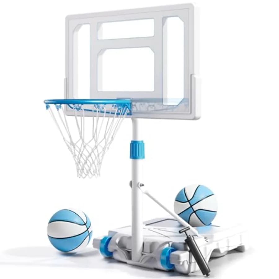 Canestro da basket per piscina, canestro da basket portatile da 32 pollici per piscina, set canestro da basket in acciaio inossidabile antiruggine per esterni