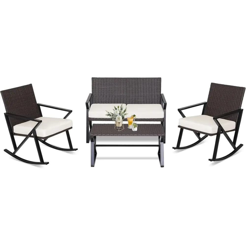 Set of 4 Pieces of Outdoor Shower Chairs with Sofa, Table and Patio and Veranda