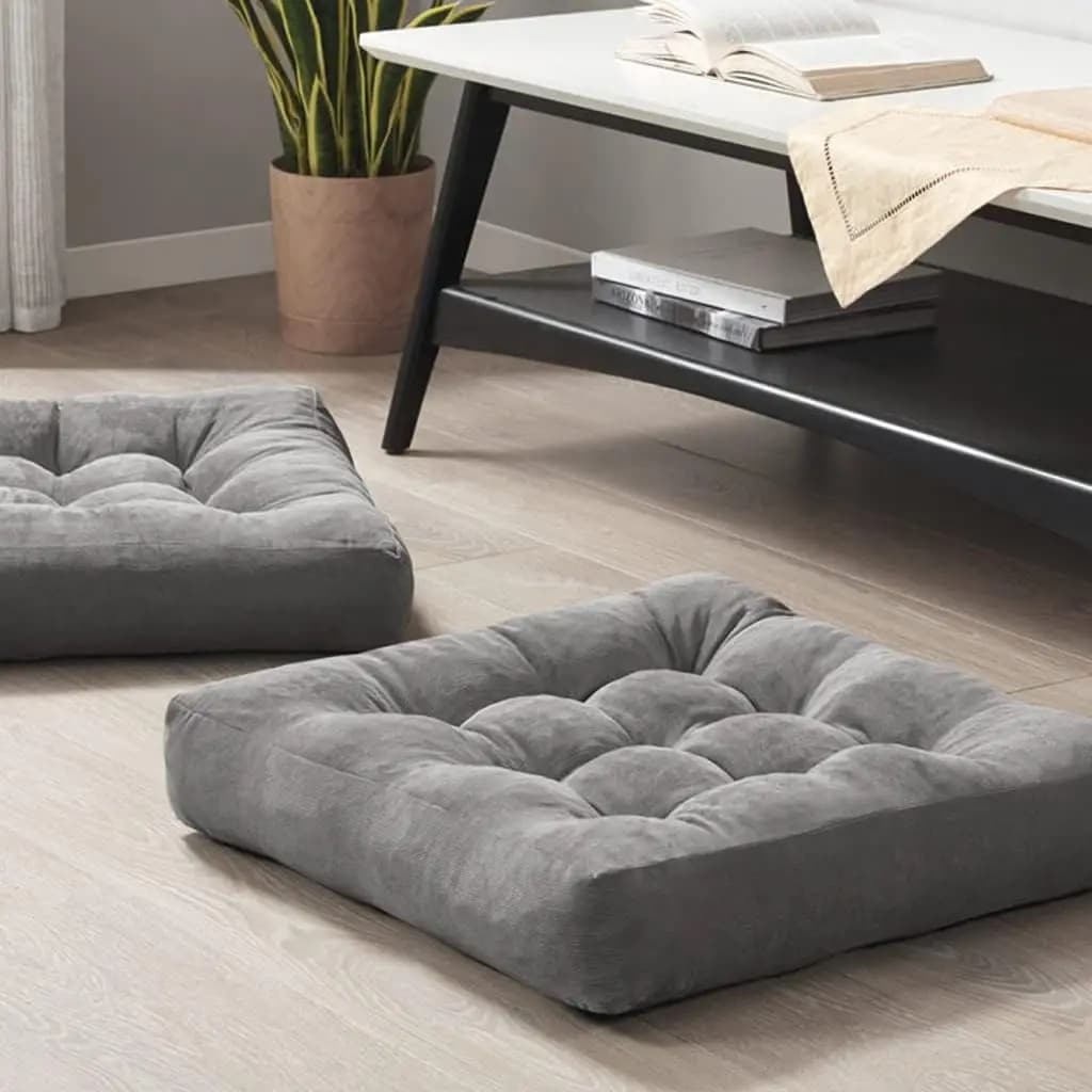 Meditation Floor Pillow Set of 2, Square Corduroy Cushion for Reading Nook, Living Room, 22x22 Inch