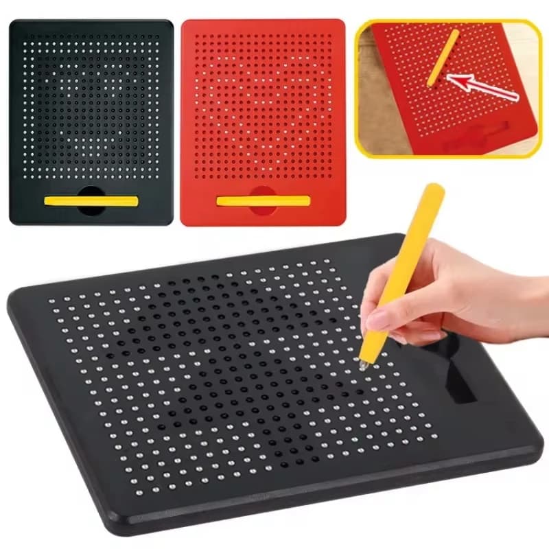 Tavoletta magnetica Magnete Pad Tavolo da disegno Penna con perline in acciaio Perline Apprendimento educativo Scrittura Giocattoli Regali di compleanno per bambini
