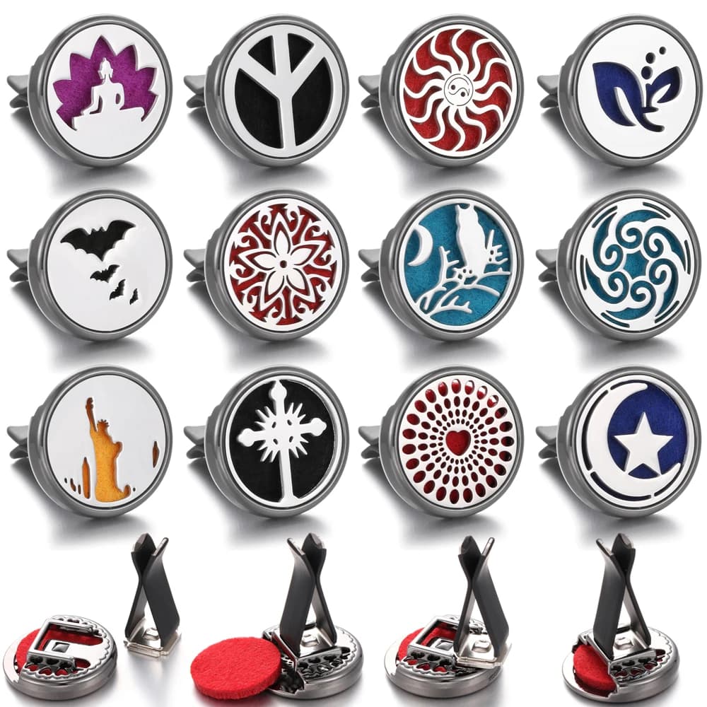 Car Perfume Diffuser with Clip for Ventilation Bushing, Black Vintage Style, with 10 Included Bearings