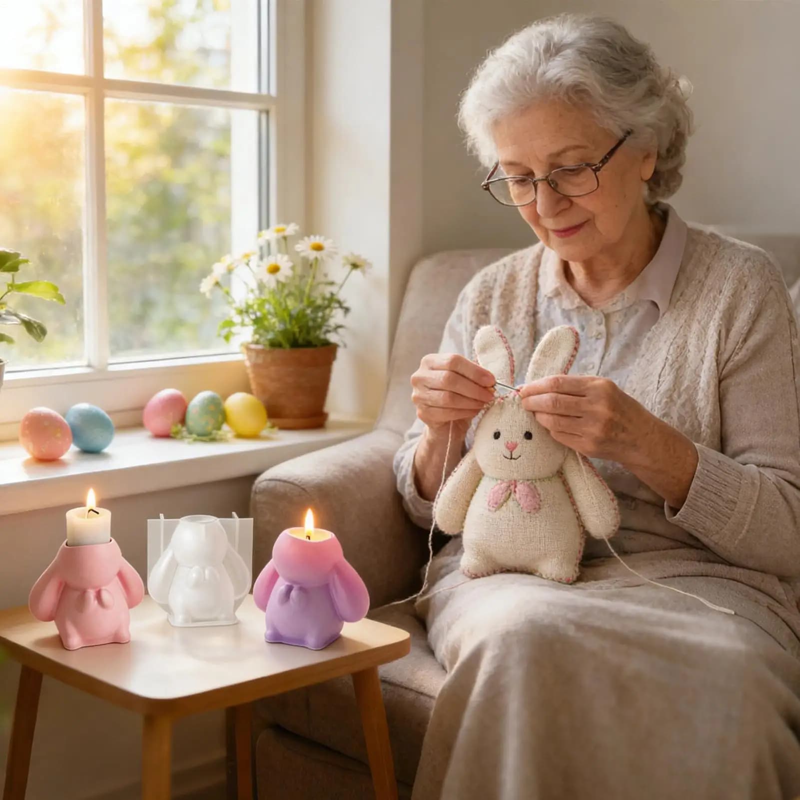 Bunny Silicone Mold Easy Release Crafting Tools Candle Holder Resin Casting Epoxy Molds For Wax Plaster Resin Epoxy Home Decor