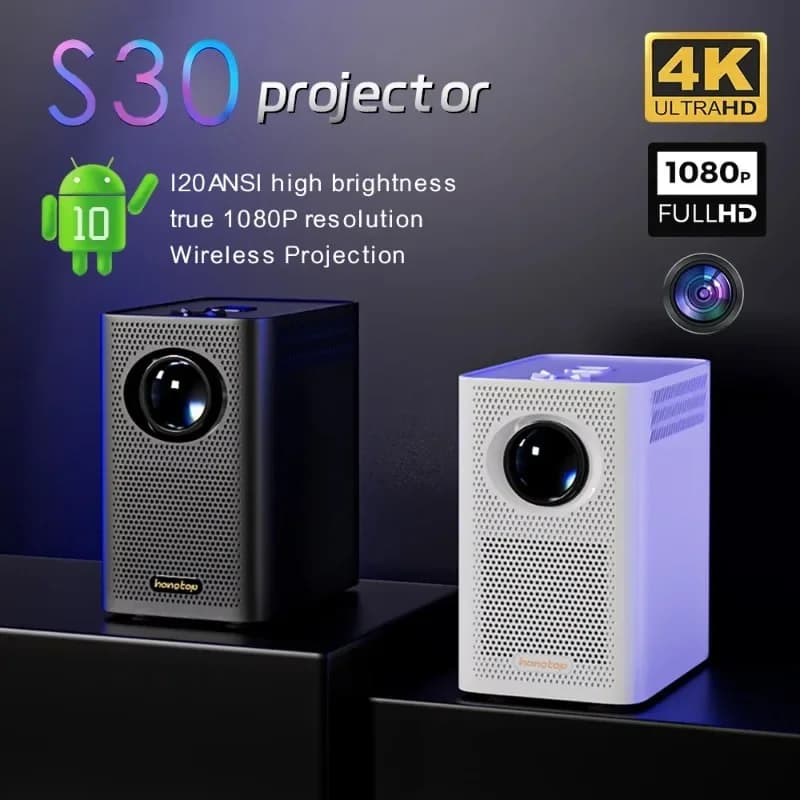 S30Max 4K HD Proiettore intelligente Mini proiettore wireless portatile domestico con WiFi e tasca Bluetooth per esterni