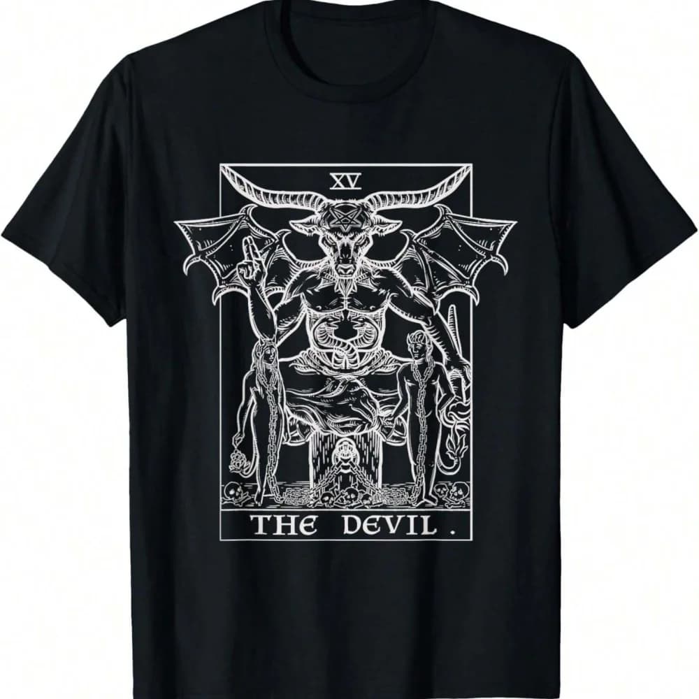 The Devil Tarot Card Baphomet Gothic Halloween Satanic Witch T-Shirt