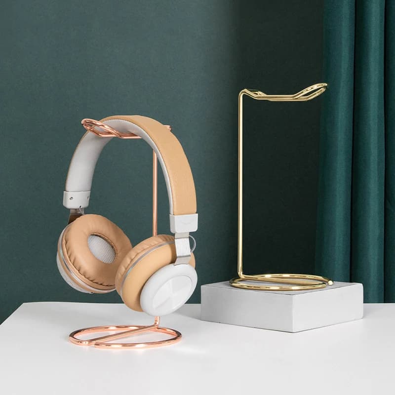 【Y】Headphone Stand Gold Metal Support Headset Stand Rack Cute Bluetooth Wireless Headphones Holder Support Gamer Helmet