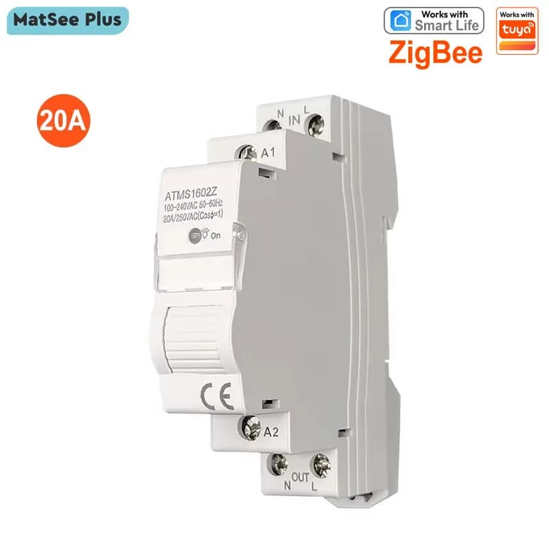 Smart Life ZigBee 20A Switch and Timer Power Monitor Energy Meter Remote Control Supports Google Home Alexa Home Automation