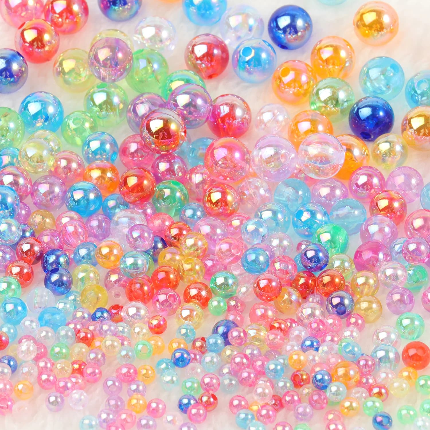 4/6/8/10mm AB Mixed Colors Acrylic Spacer Beads Round Loose Beads For Jewelry DIY Making Supplies Materials Bracelets Accessory