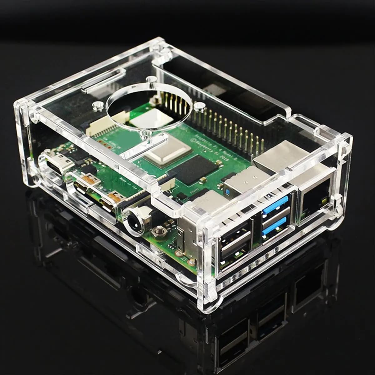 T19C per Raspberry Pi 4B Display LCD da 3,5 pollici 480x320 con custodia in acrilico compatibile con ventola di raffreddamento per Raspberry Pi 4B