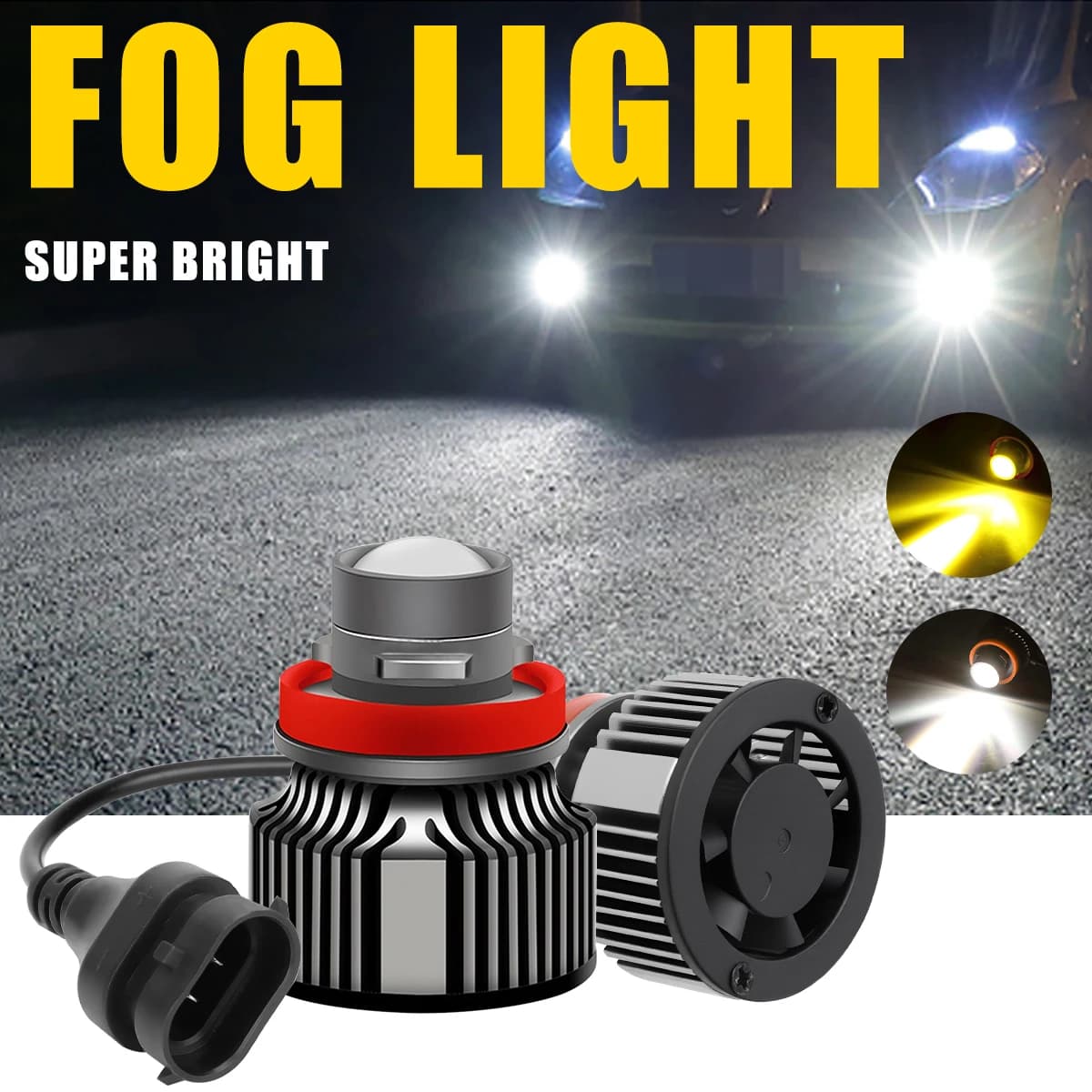 2X LED H11 9005 9006 HB3 HB4 Faro Fendinebbia con Mini Lente Proiettore, Faro Auto CSP Turbo, Luce Diurna per Auto 12V