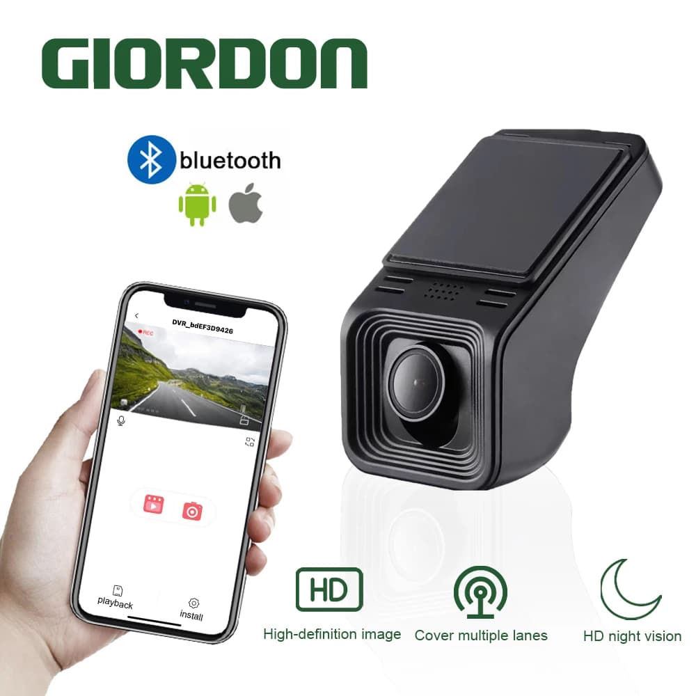 Dash Cam for car Bluetooth App camera for car HD 170 ° wide angle 1080P front camera recorder for