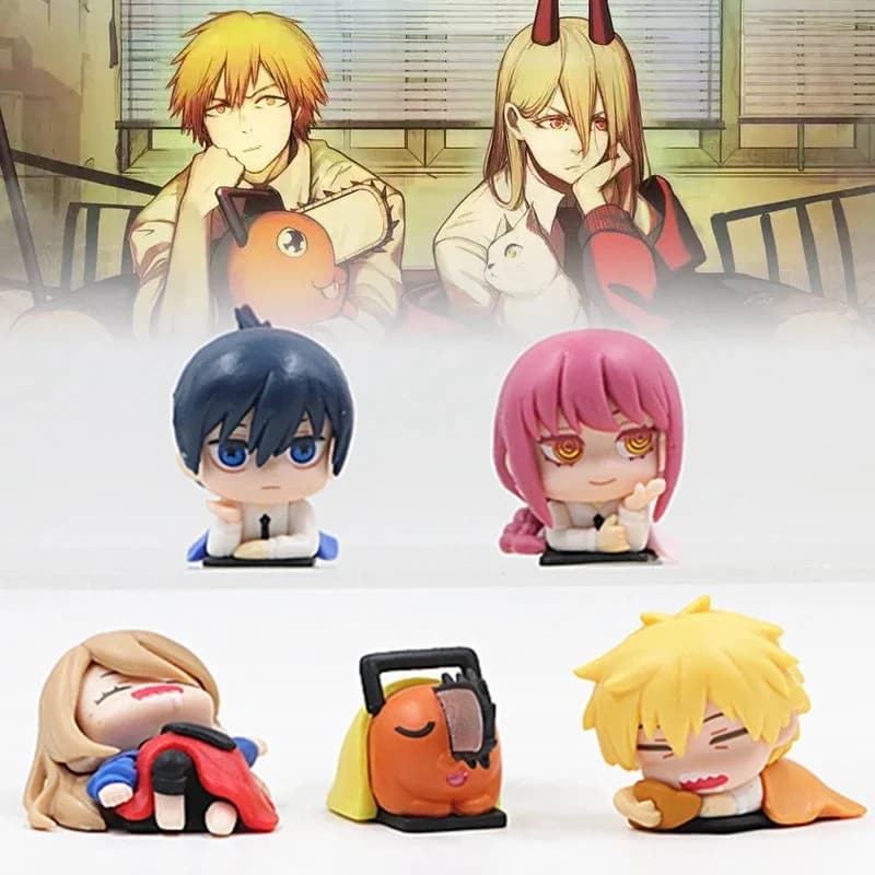 Anime Chainsaw Man Power Figura Aki Denji Statua di sonno Makima Pochita Action Figurine Ornamento Decorazione Accessori da scrivania