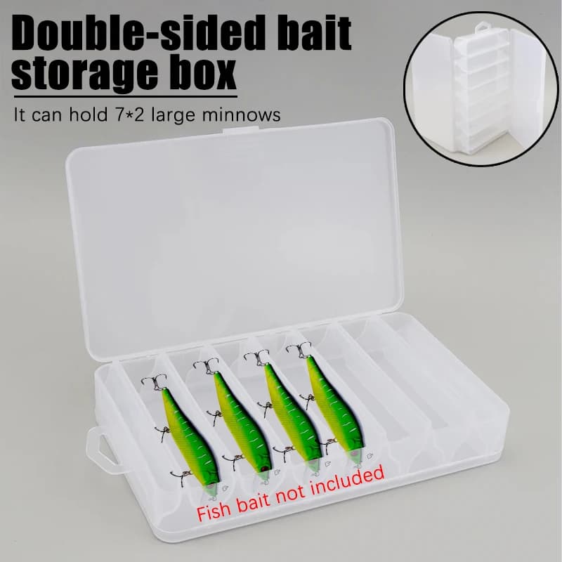 Box Double Side Fishing Eskids with 14 Parts for Artificial Esche, Metal Shrimps and Cucchiaini - Fishing Equipment Container