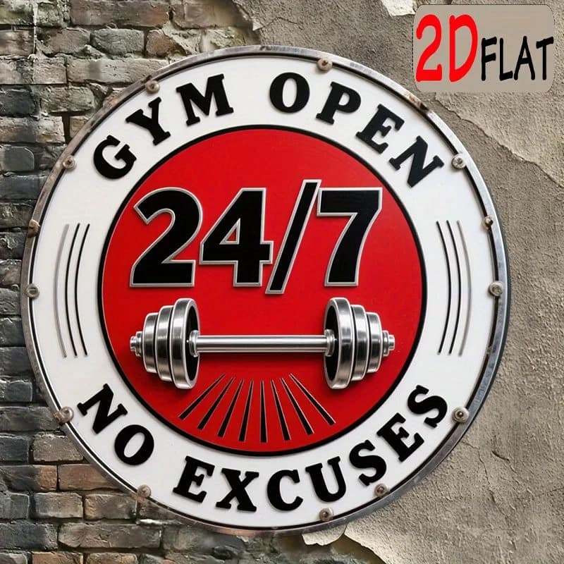 24-inch, 7.87x7.87 inch, round, outdoor decoration, fitness logo with handlebar
