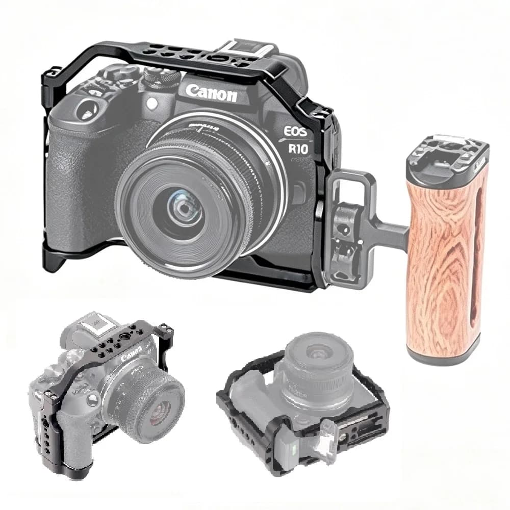 Kit Gabbia Protettiva Professionale R10 per Fotocamera Canon EOS R10, con Piastra Arca-Swiss Compatibile con Stabilizzatore e Treppiede