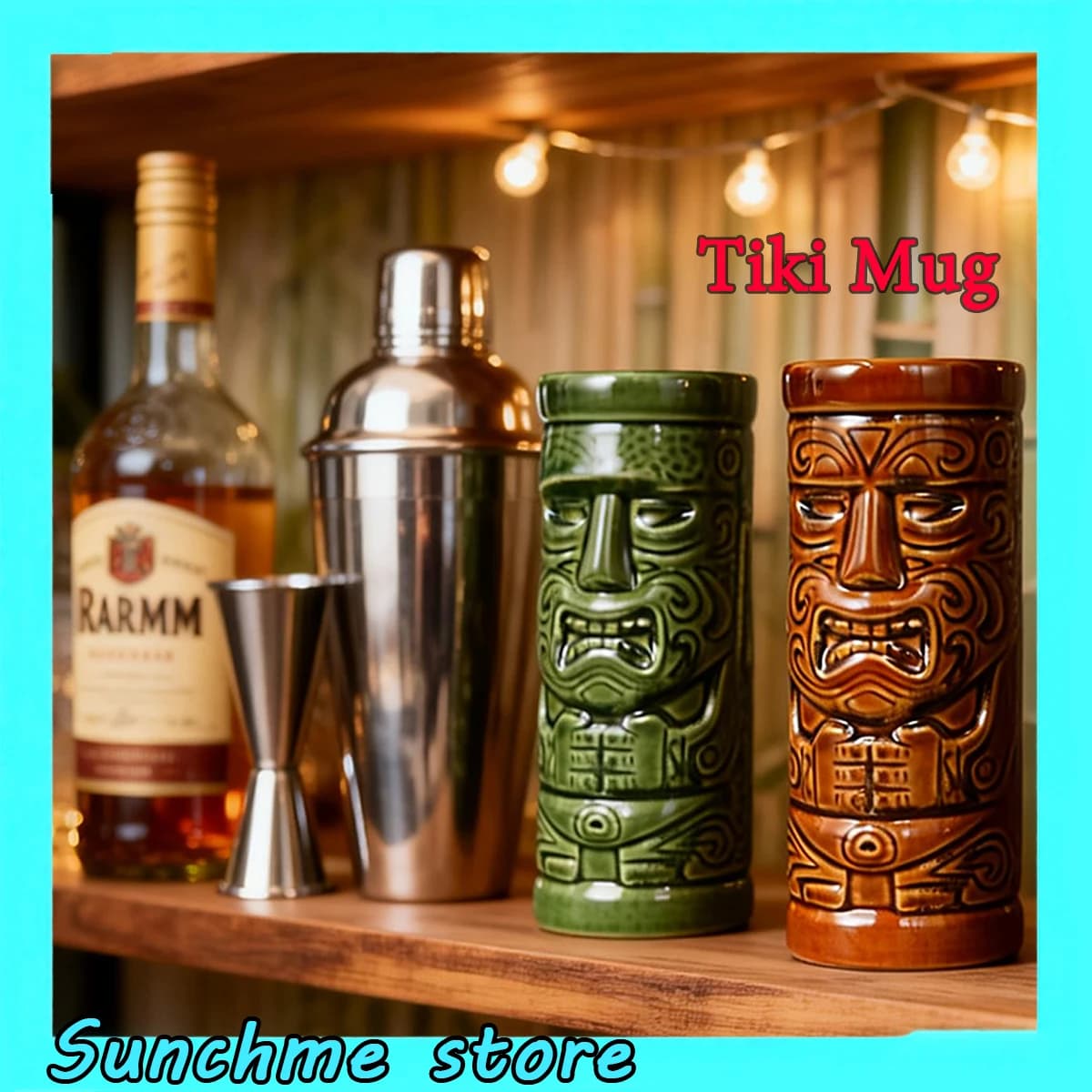 Tazze Tiki in ceramica Tazza da cocktail Tiki Tazza da bere per birra per uso alimentare Tazze da cocktail artigianali per bevande tropicali, bar e decorazioni per la casa