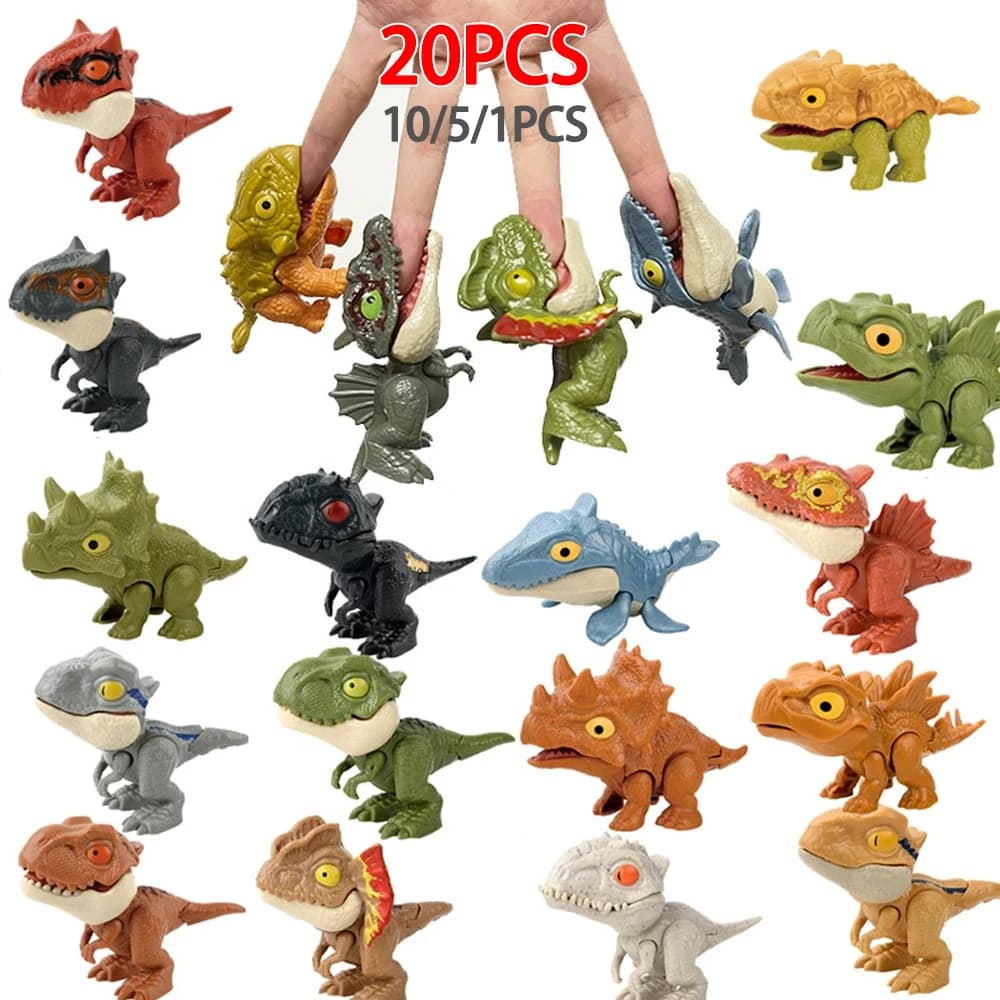 20-1PCS Dinosauro Dito Ingannevole Tyrannosaurus Dinosauri che morde le dita Giunti mobili Bambola a mano Prop Dino Giocattoli per i regali dei bambini