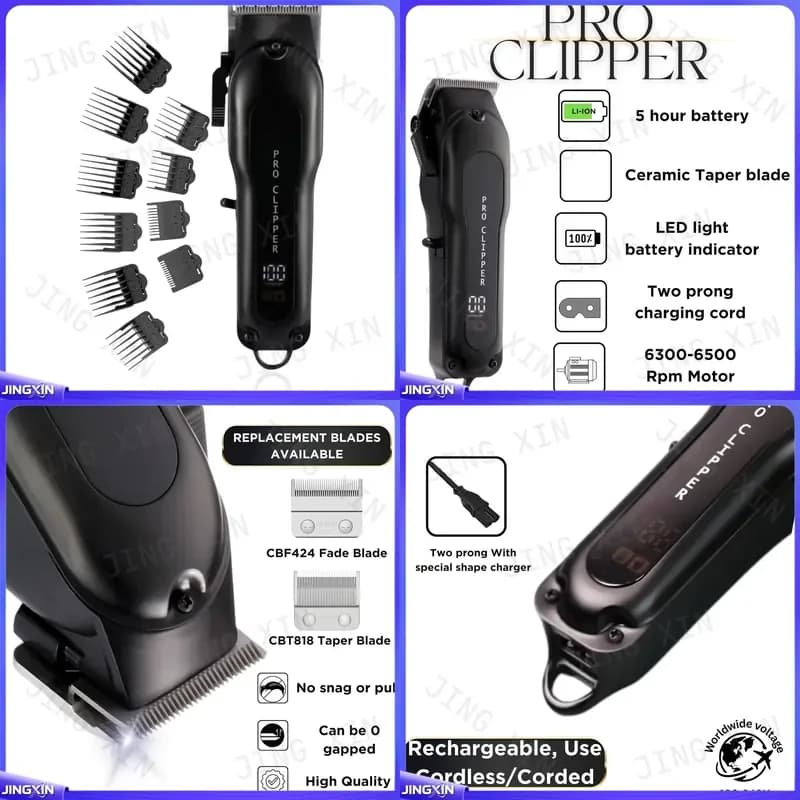 custom for Professional 3 in 1 Rechargeable Electric Hair Clipper Beard Trimmer Shaver Set with LCD Display Men Grooming Kit