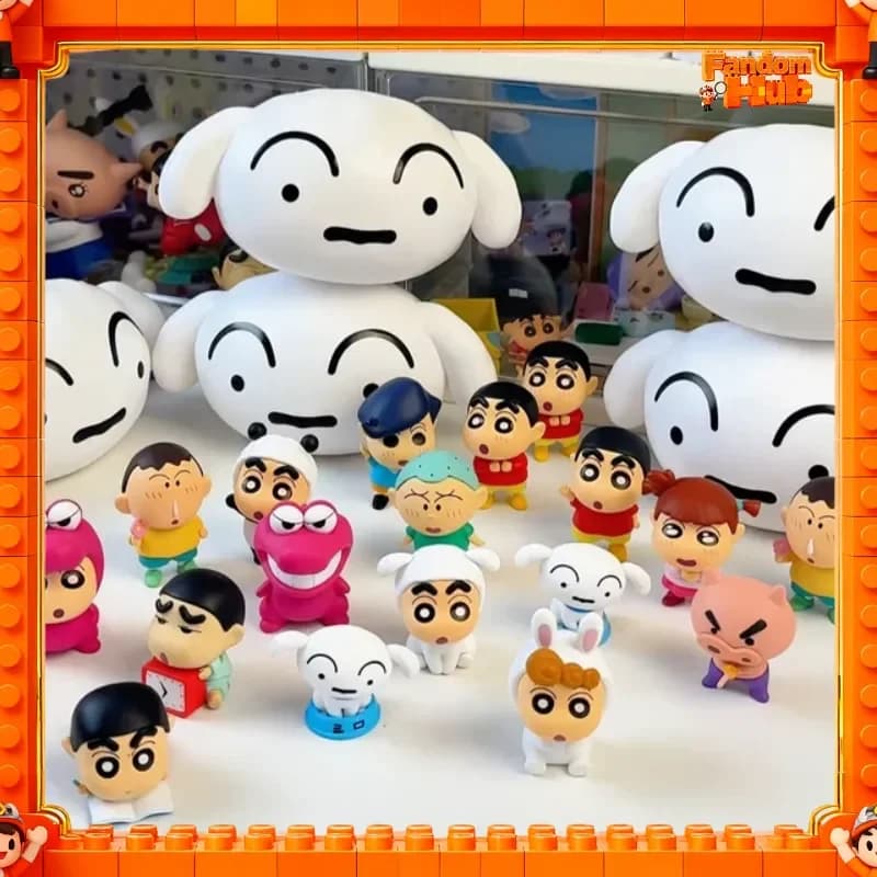 Autentico Funism Crayon Shin-Chan Blind Box Shiro's Time Capsule Mini Figurina a Forma di Testa di Cane, Modellino Ornamentale da Scrivania, Giocattolo, Regalo Anime