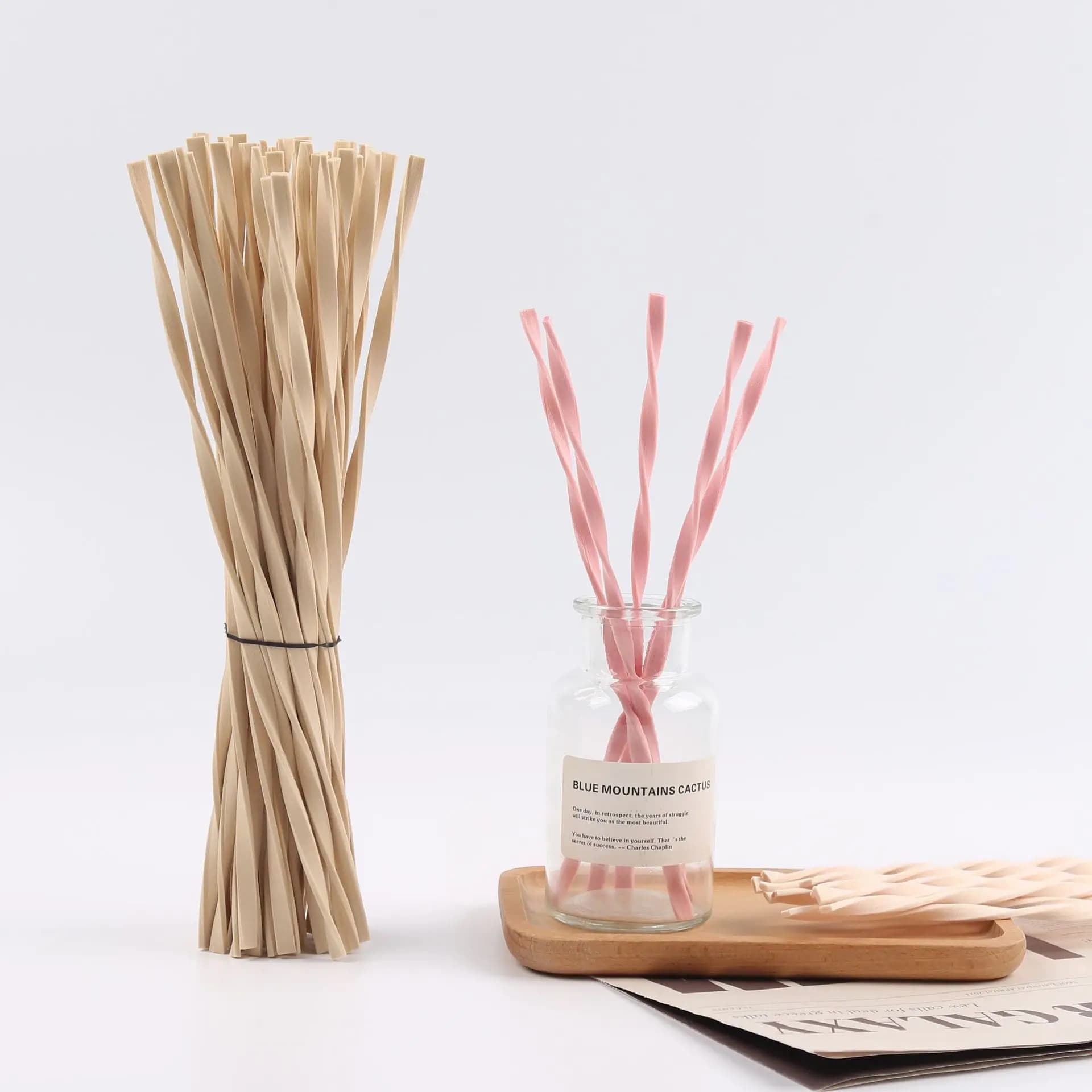 10pcs L30cm diffusore a bastoncini Color rosa/legno bastoncini diffusore a bastoncini in fibra intrecciata fragranza per camera da letto ufficio bagno casa
