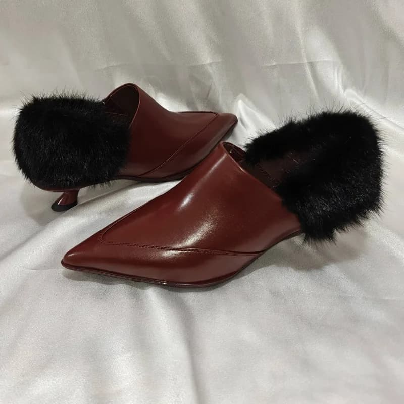 Womens Shoes Exquisite Pointed Tip High Heel Loafers for Woman Fashion Plush Keep Warm Casual Shoes Designer Shoes Zapatos Mujer