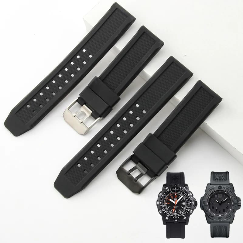 Men Black Rubber Watch Band for Luminox Silicone Strap 3051 8800 3080 1820 7251 3050 Watch Strap 20 22 23mm