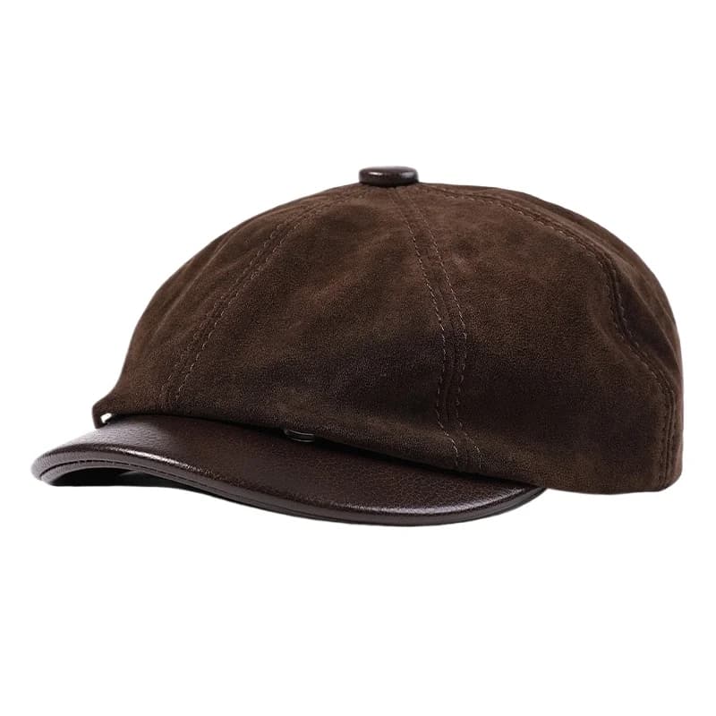 First layer cowhide 2025 new men's cap soft top spring and autumn leather hat painter British style beret