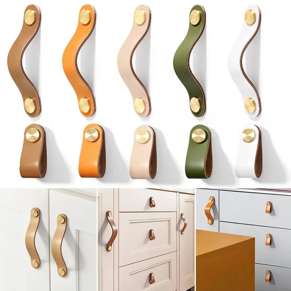 2pc cucina armadio ecologico maniglie per porte in pelle maniglia dell'armadio manopole per cassetti maniglia per mobili