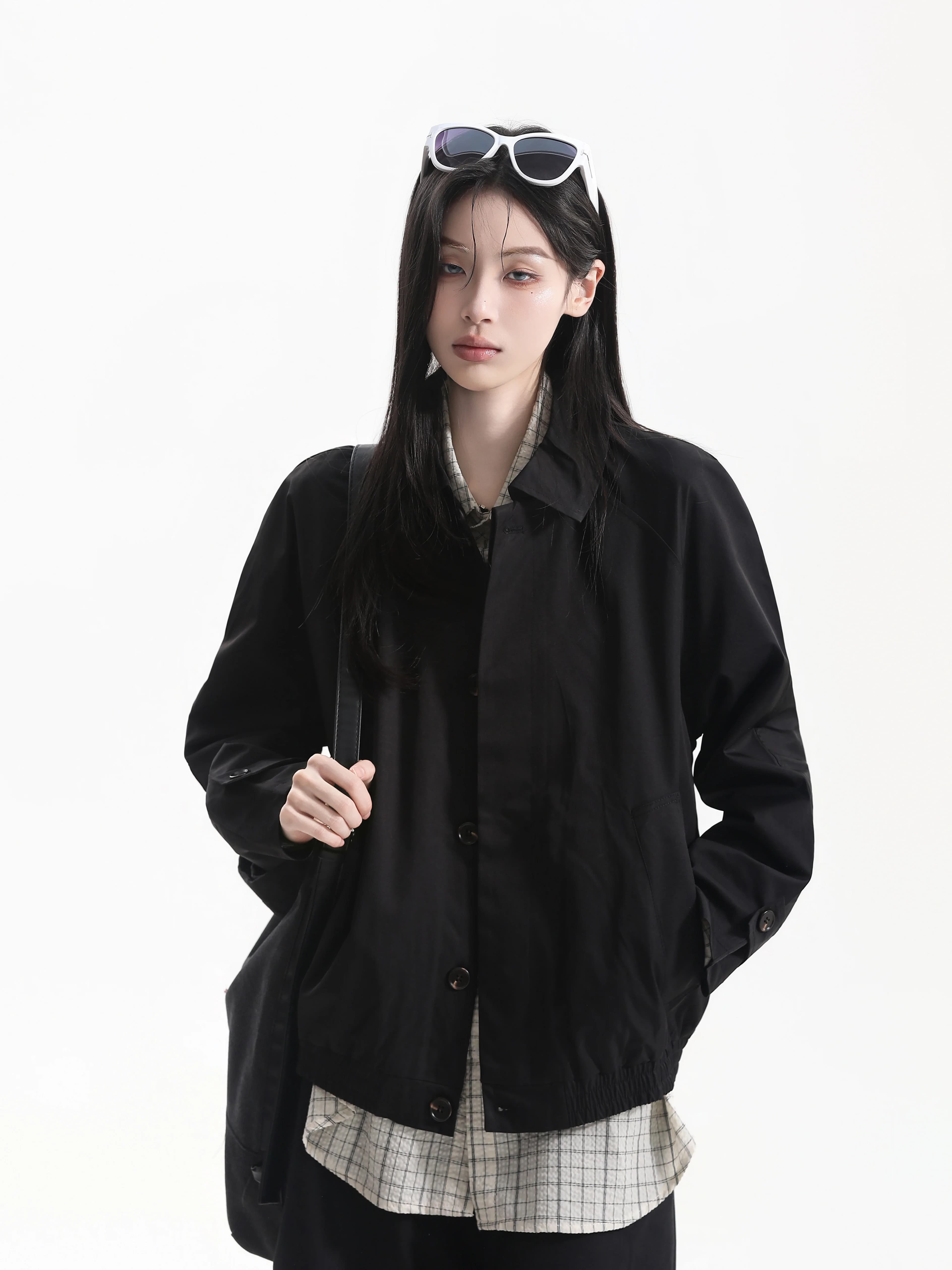 Loose Fit Turn-down Collar Short Jacket Couple's Style Casual Fashion Polyester Fiber Button Closure American Series Youth Coat