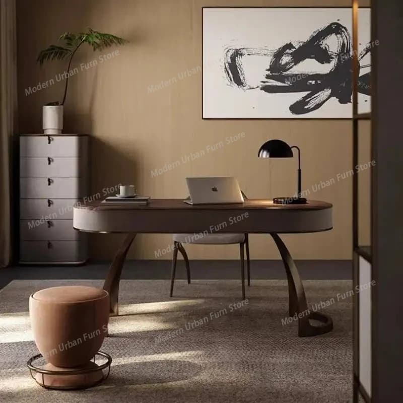 Scrivania Direzionale in Legno con Spazio di Archiviazione, Moderna e Lussuosa, Scrivania per Computer Regolabile in Altezza, Organizzatore per Studio, Mobili per Studio