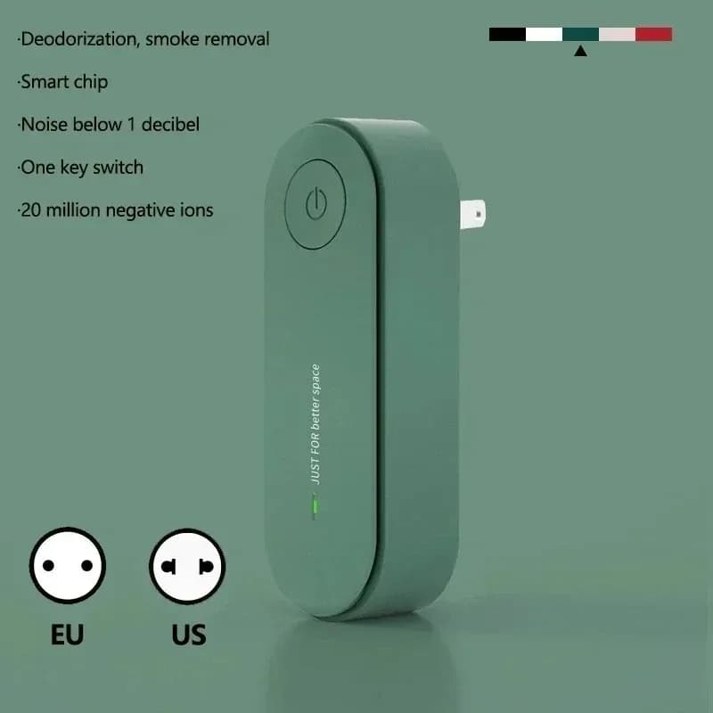 Purificatore d'aria portatile Filtro anionico Plug-in Generatore di ioni negativi Dispositivo di rimozione del fumo Eliminatore di odori Detergente per l'home office