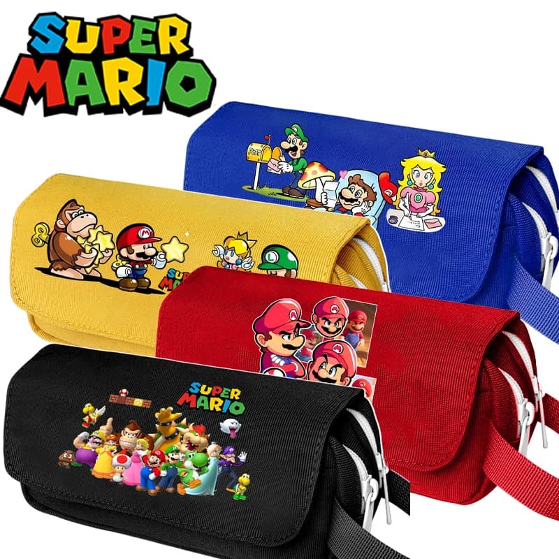 Astuccio portapenne Super Mario 2026, simpatico astuccio portatile con Principessa Peach e Luigi, articoli di cancelleria, borse Kawaii, forniture per il ritorno a scuola, regali per feste