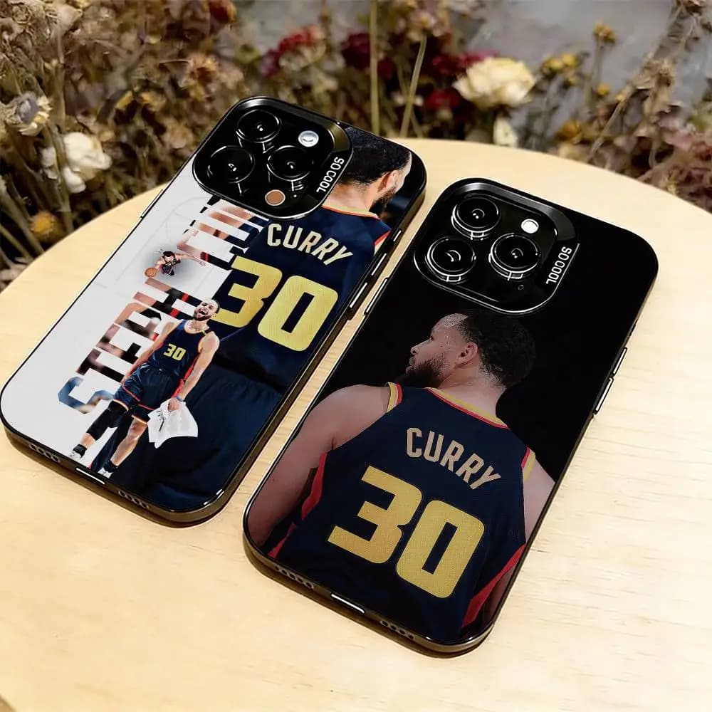 Basketball Star Stephen Curry Phone Case For iPhone 17,16,15,14,13,12,11 Plus,Pro Max,XS,Colorful Silver Black Cover