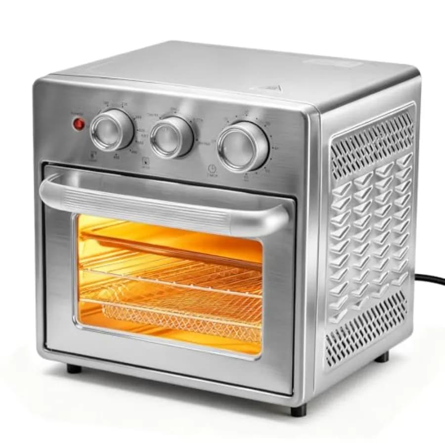 Air Fryer Toaster Oven Combo 16.9QT Oven Countertop 5 Functions in 1 4 Accessories Included Stainless Up to 450°F