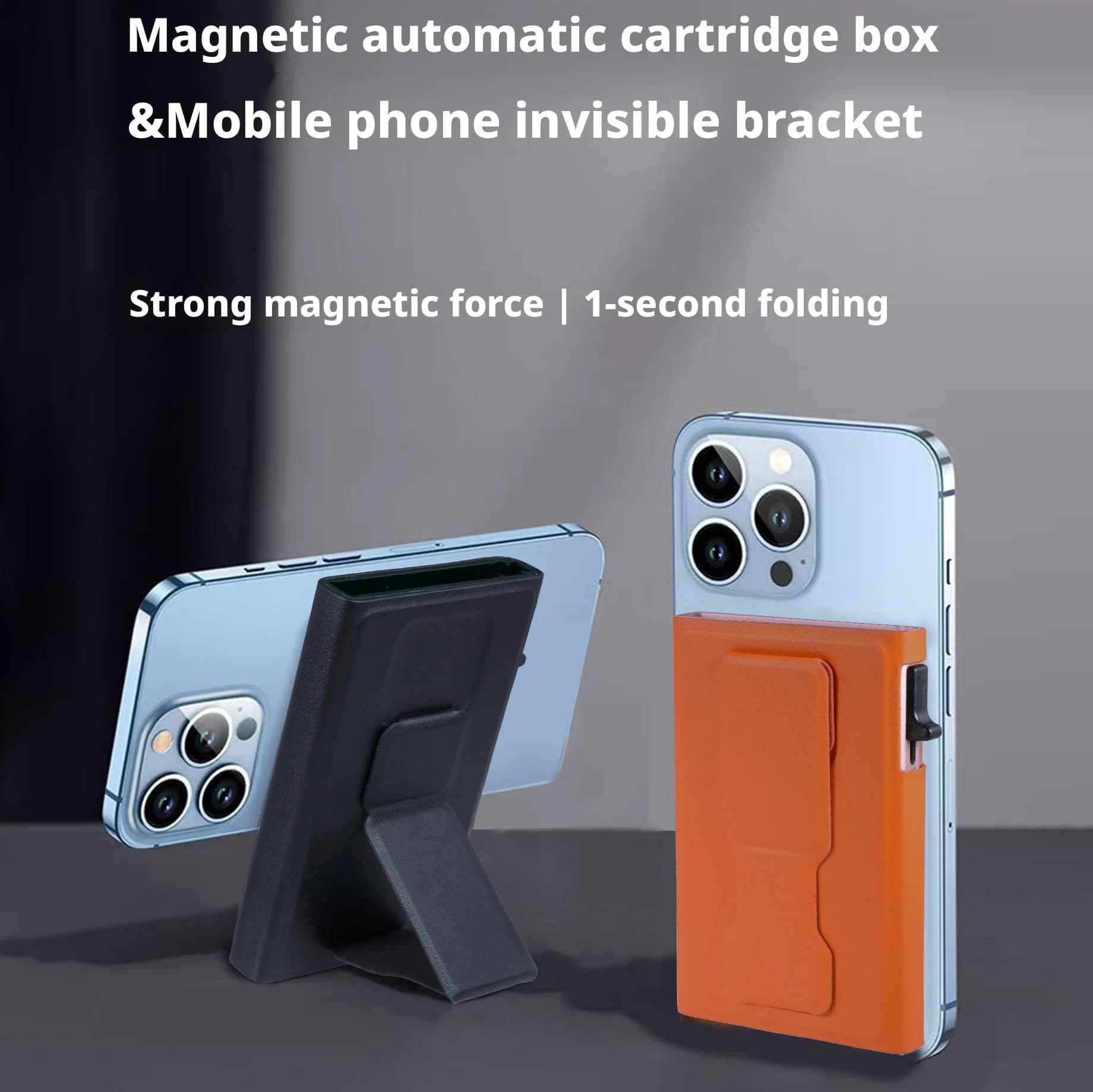 Porta carte pop-up magnetico con supporto per telefono invisibile Custodia a portafoglio automatica in alluminio per supporti per telefoni MagSafe in pelle PU