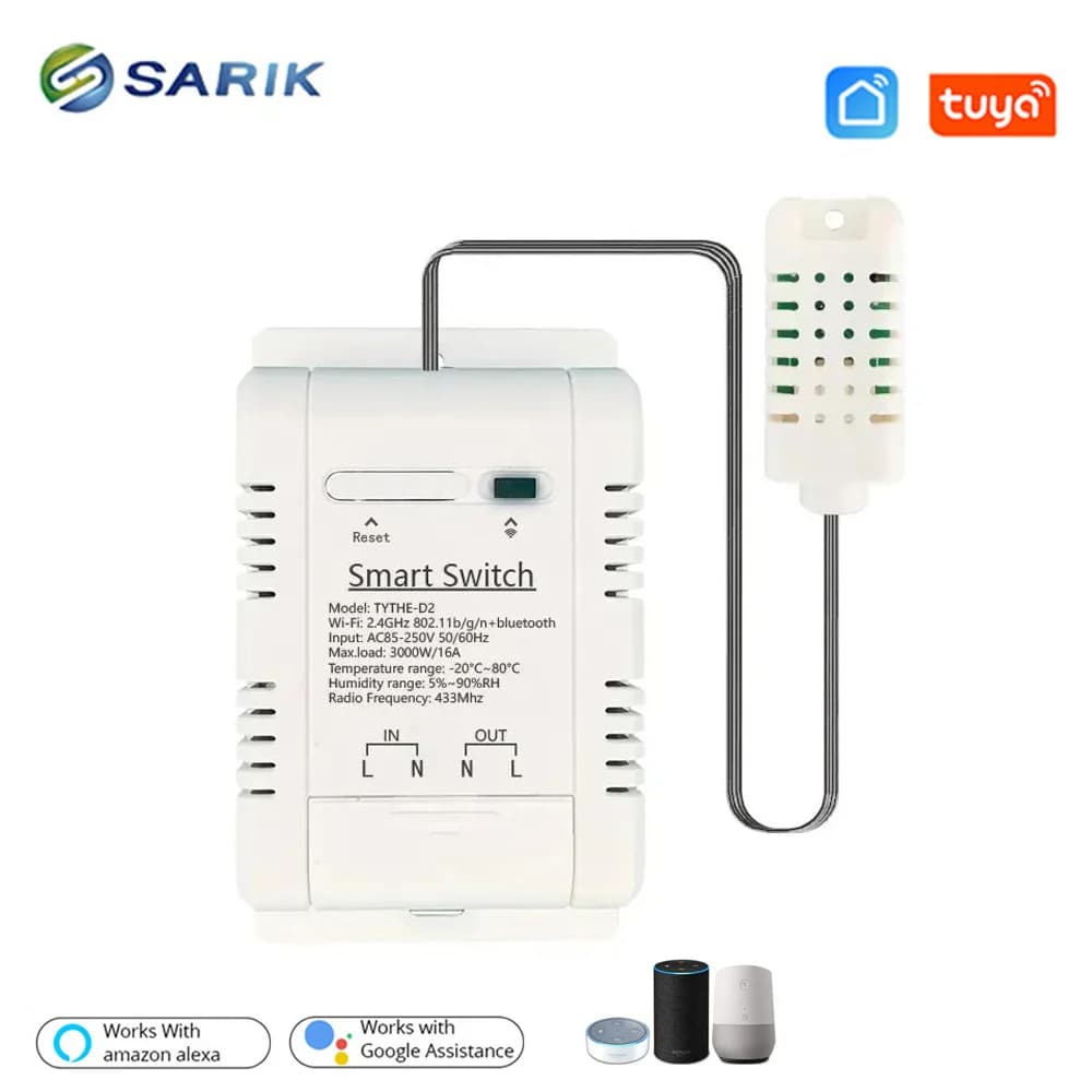 Tuya Smart WiFi Switch Termostato 3000W 16A Monitoraggio della temperatura e dell'umidità con monitor del consumo energetico Marchio: Wuden