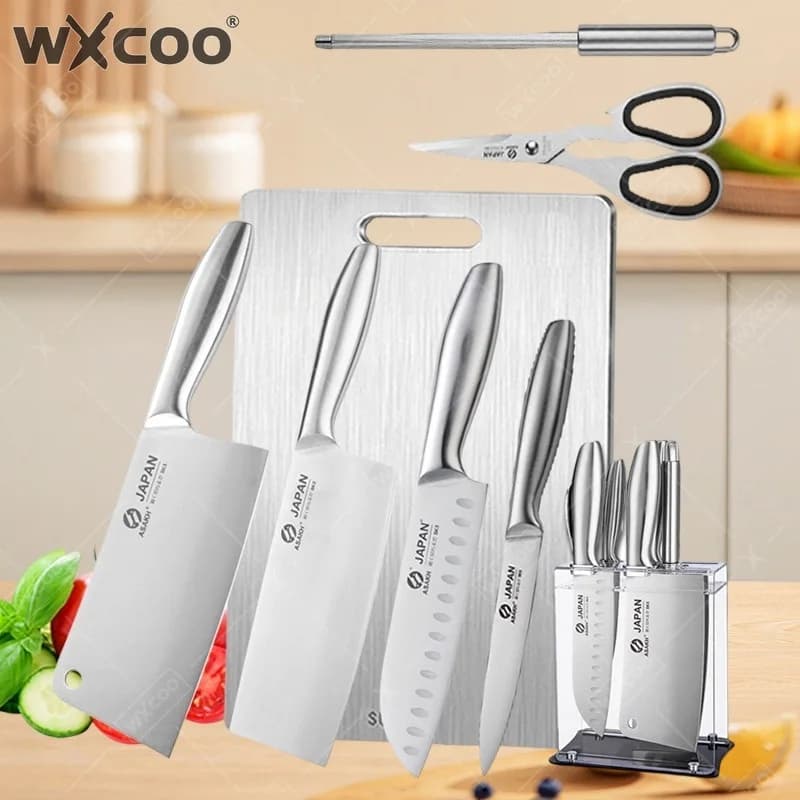 WXCOO Coltelli da Cucina in Acciaio Inossidabile, Coltello per Disossare la Carne con Manico Cavo, Tagliere per Frutta, Accessori Professionali da Cucina