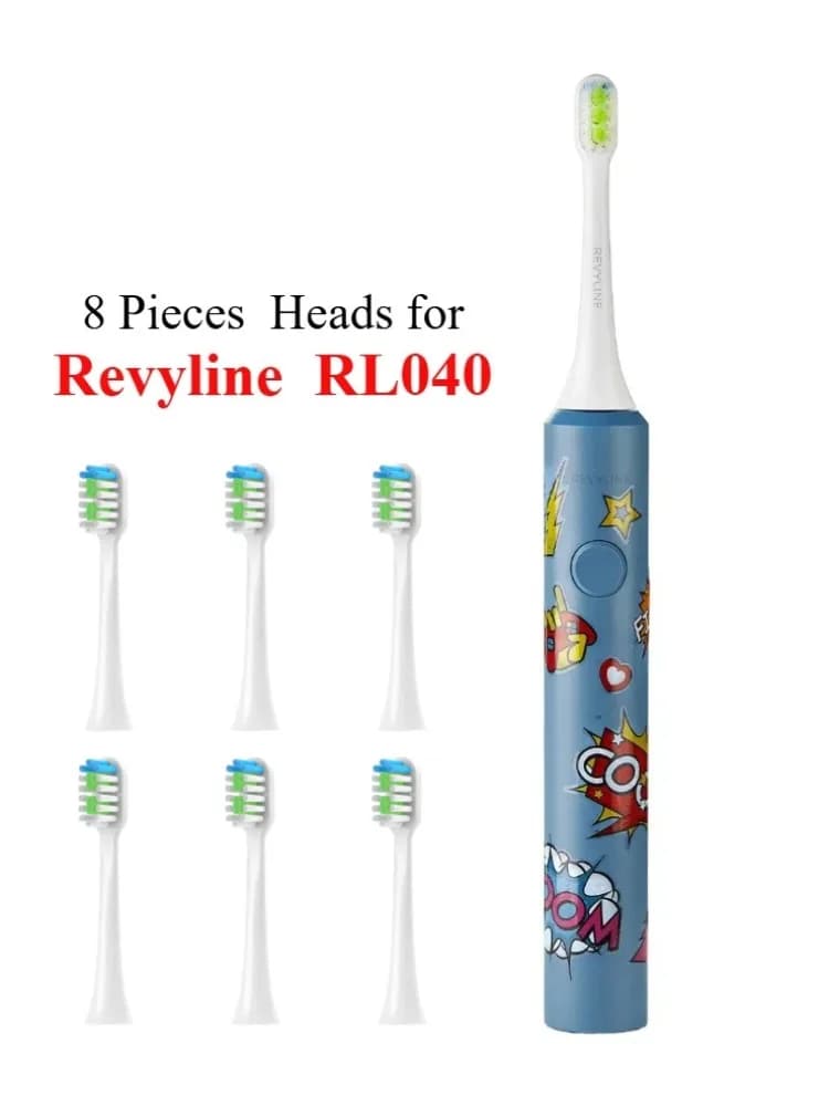 8 testine di ricambio compatibili con lo spazzolino elettrico Revyline RL 040, solo per RL040 Revyline