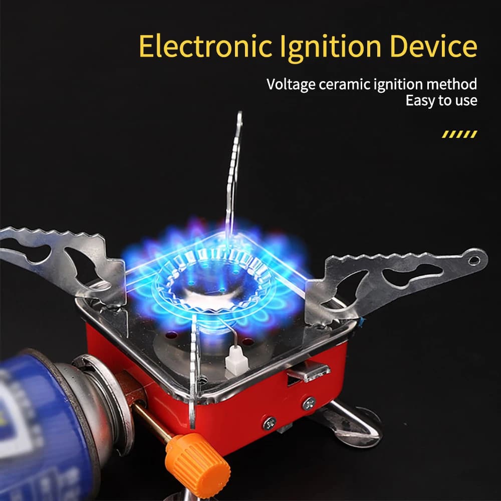 1pc small square stove folding portable burner windproof gas tank stove for backpack camping camping hiking picnic camping