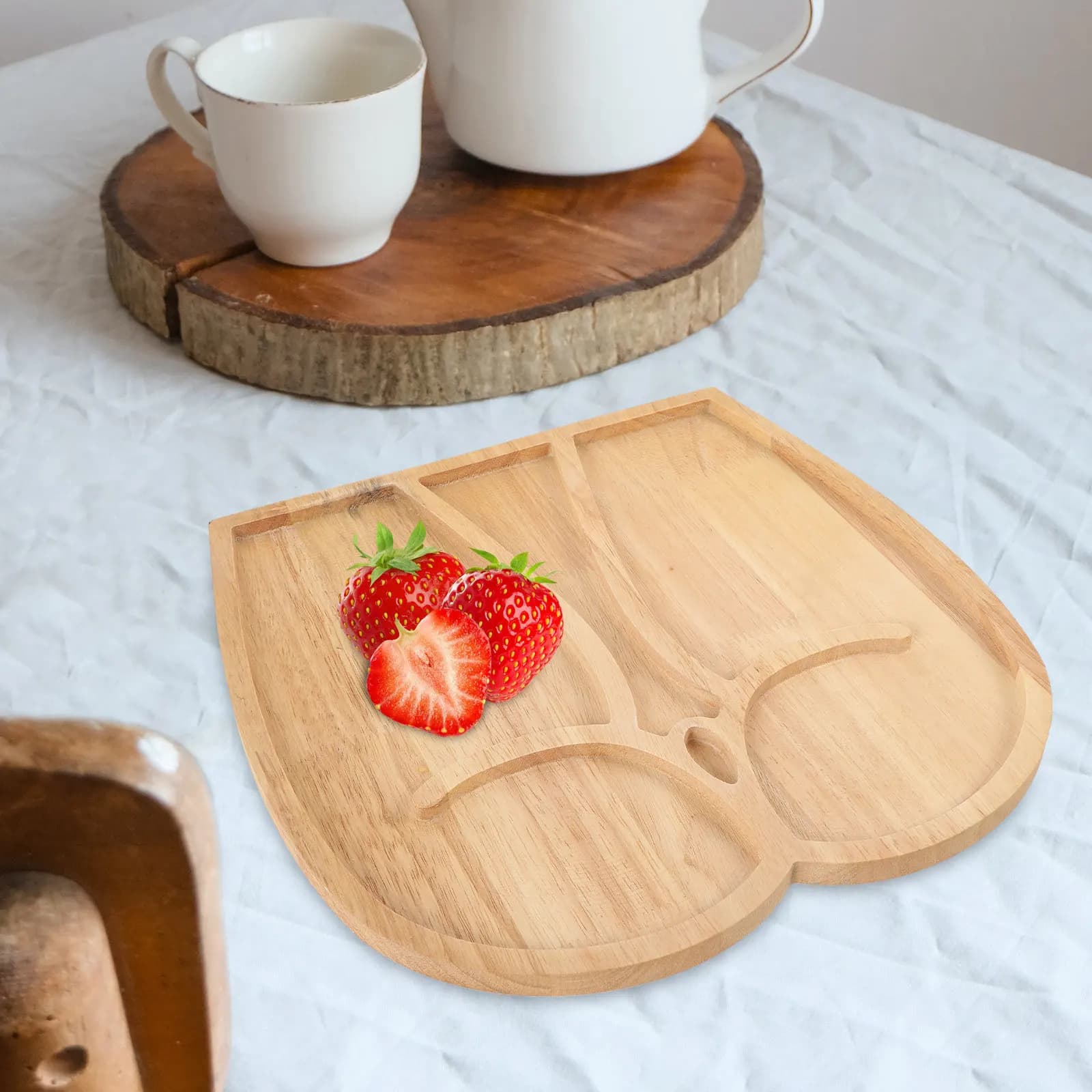 Piatto in Legno a Forma di Sedere, Vassoio Naturale per Caramelle, Noci, Frutta Secca, Cioccolato, per Feste, Sala da Pranzo, Cucina