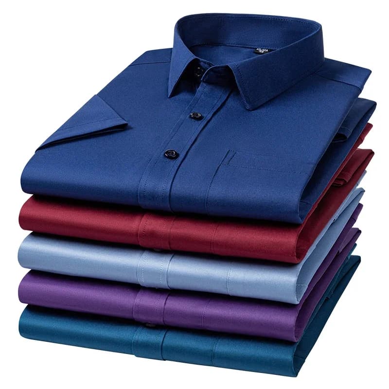 Nuove camicie da uomo antirughe maniche corte camicie eleganti da uomo slim fit Camisa camicetta da lavoro sociale tasca camicia bianca S-7XL