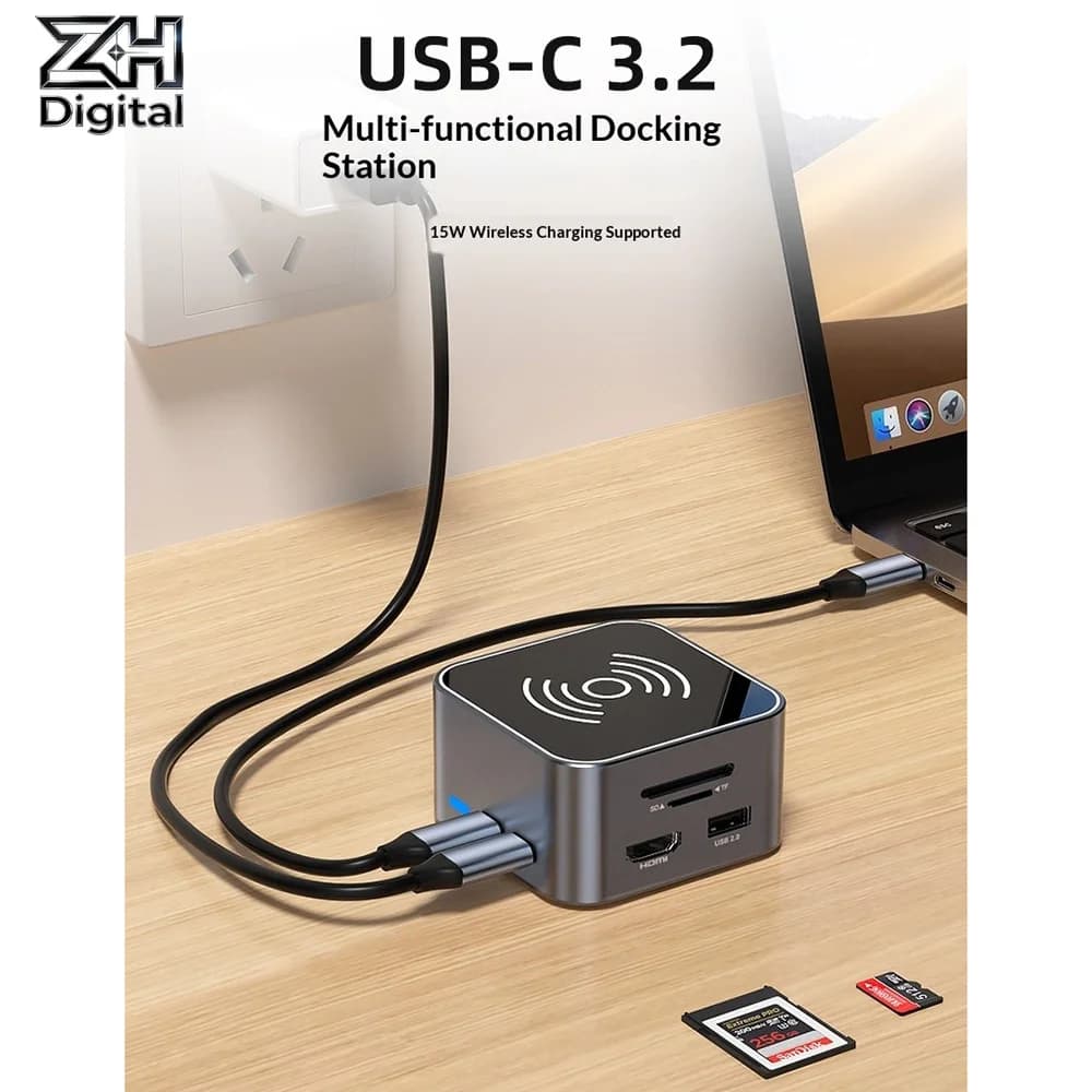 Adattatore HUB per laptop per smartphone HUB tipo C 9 in 1, docking station USB C compatibile HDMI per MacBook Pro/MacBook Air/Dell/Lenovo