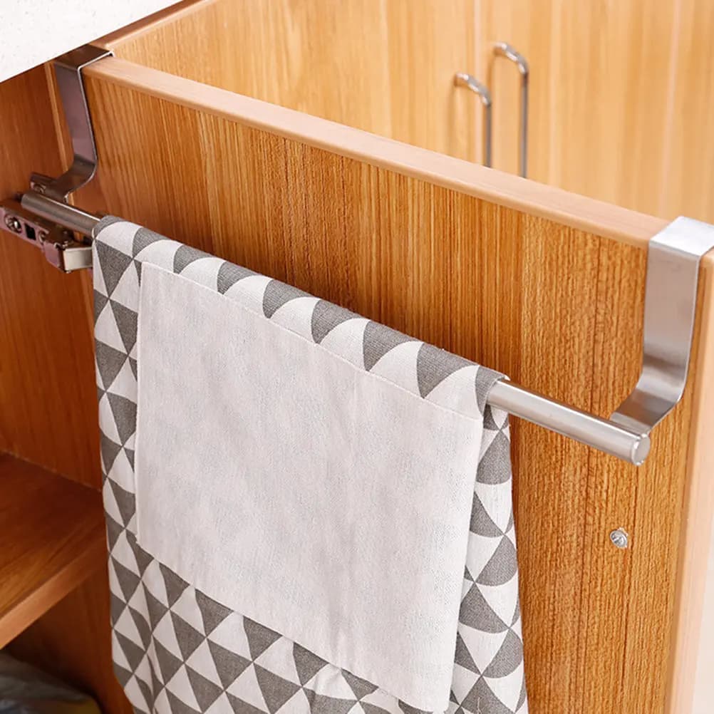 2 Pezzi Portasciugamani Espandibile in Acciaio Inossidabile, Senza Foratura, Regolabile, per Cucina, Bagno, Porta, Appendiabiti per Asciugamani e Salviette