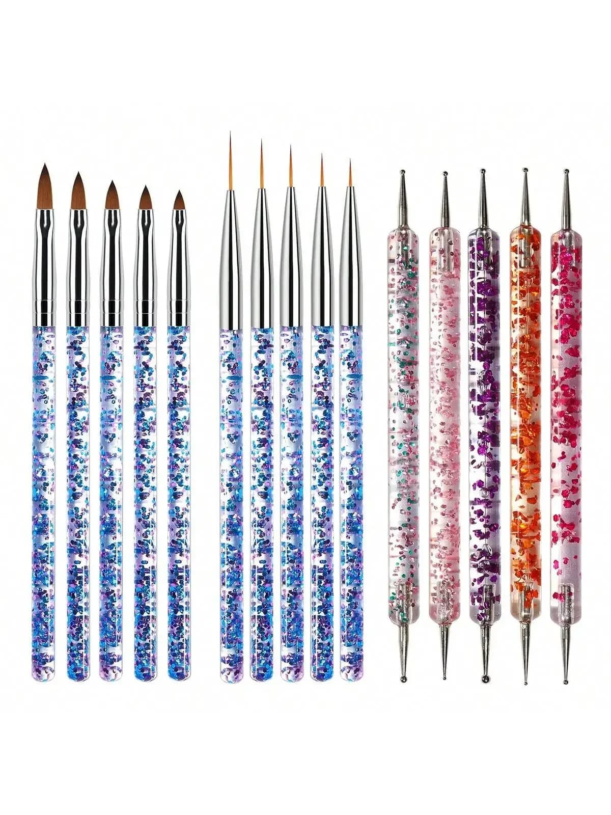 Set di pennelli per nail art da 15 pezzi, incluso pennello per smalto gel UV, pennello per unghie acrilico e altri strumenti per manicure