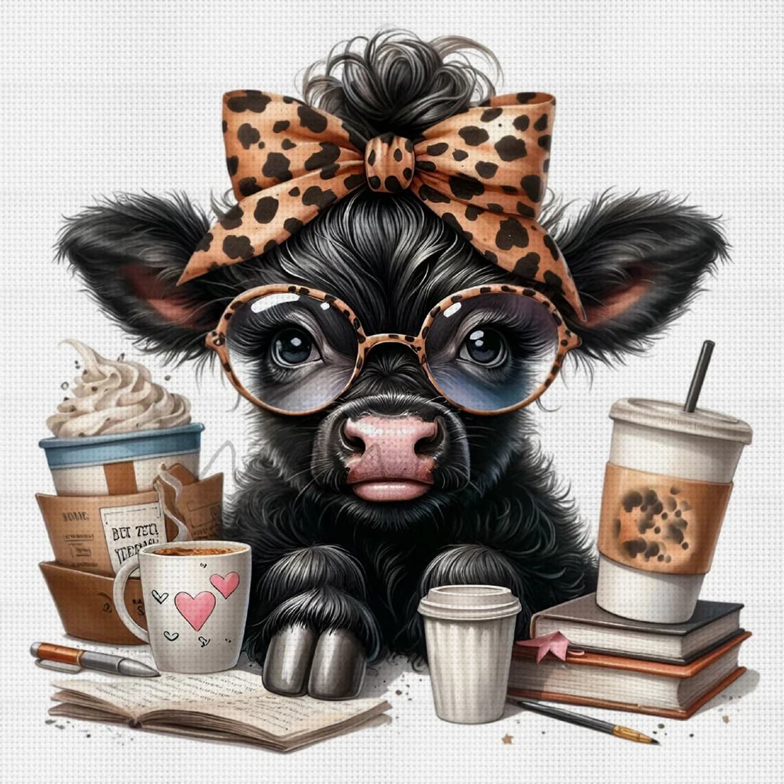 Kit Punto Croce Scholarly Calf Fai da Te 11CT Ricamo Decorazione Murale Casa Regalo Materiale Fatto a Mano Senza Cornice Semilavorato 36×36cm