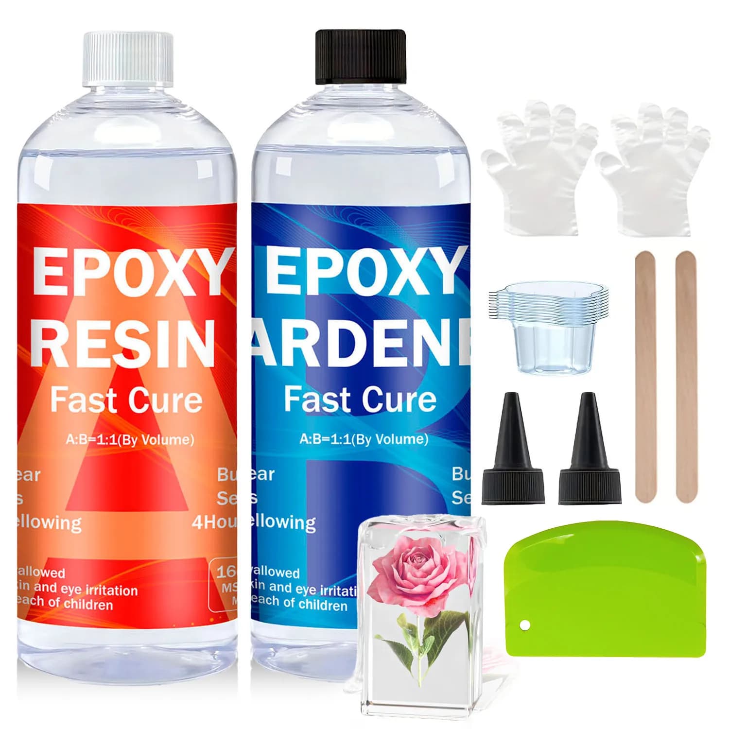 Clear Epoxy Resin Kit 8oz/16oz/32oz Bubble Free Anti-Yellowing Self-Leveling 1:1 Coating Casting Resin for Jewelry Tumbler Table
