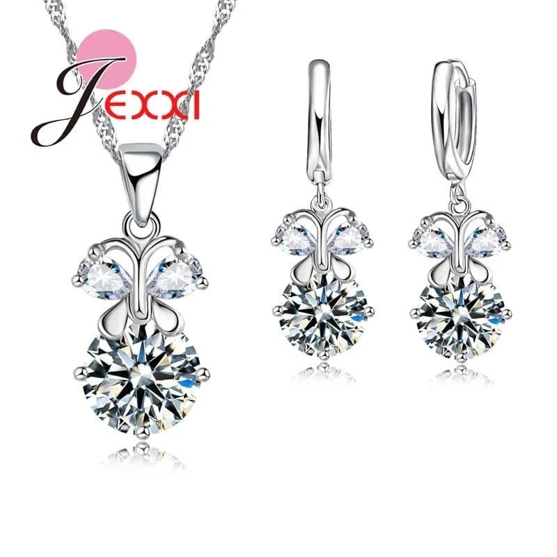 Set di gioielli da donna eleganti per collane con ciondolo accessori da sposa Orecchini Set di gioielli in argento sterling 925 per le donne